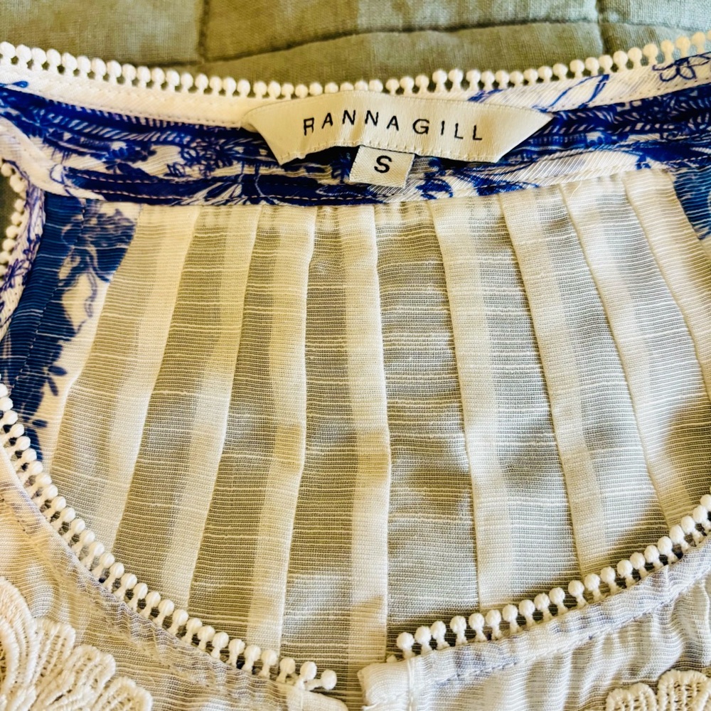 Ranna Gill x Anthropologie Zestio Pleated Blouse Floral Ombre Small Like New - Picture 10 of 11